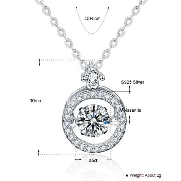 Certified 1/2 ct. t.w. Moissanite Diamond Dancing Necklace NEW - Picture 7 of 10